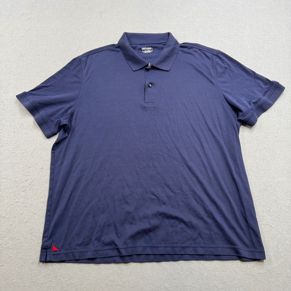 UNTUCKit Polo Shirt Men's 2XL Navy Blue Short Sleeve Cotton Athletic Activewear